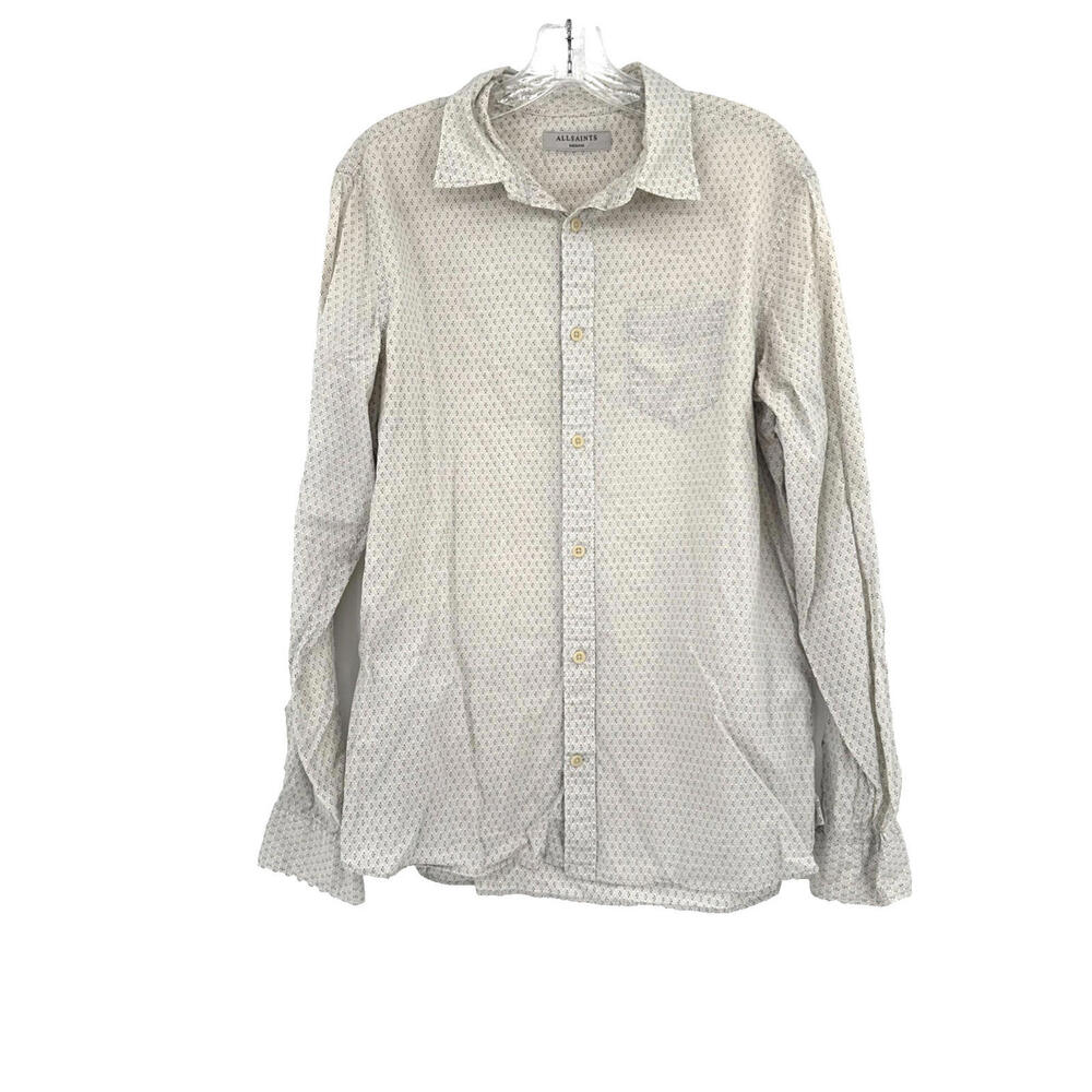 Allsaints Mens Gray Nissen Long Sleeve Button Shirt Sz M